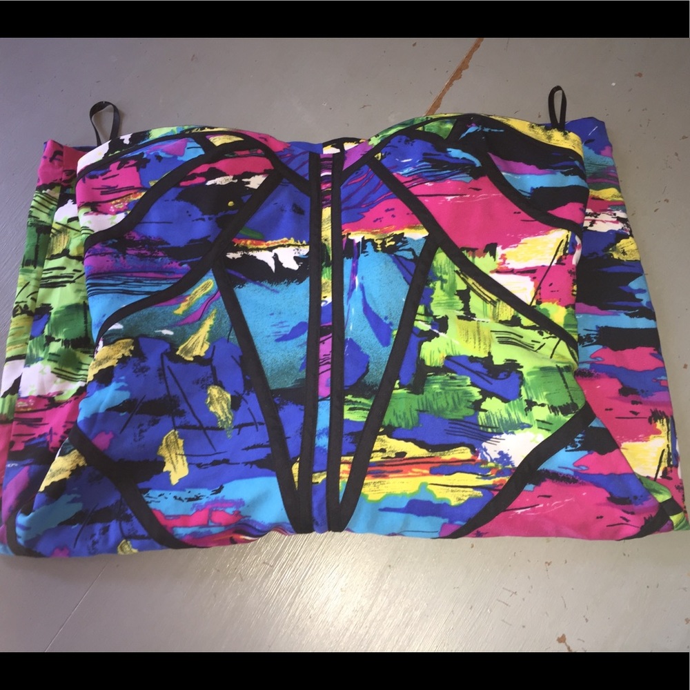 Brush stroke strapless dress sz8 nwt Eric hart - Picture 2 of 6